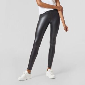 Hue Tudio Women' Mid-Rie Zip Front Faux Leather Legging - Size S